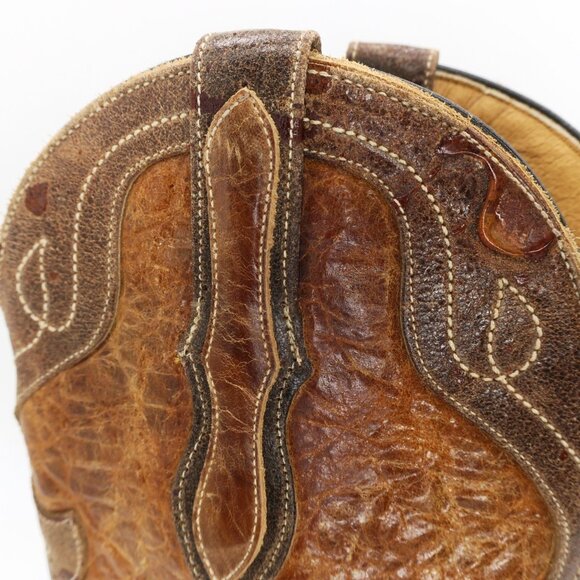 J.B. Dillon Distressed Leather Cowboy Boots Brown Cross Inlay JBW4001 Women's 7B - Picture 3 of 11